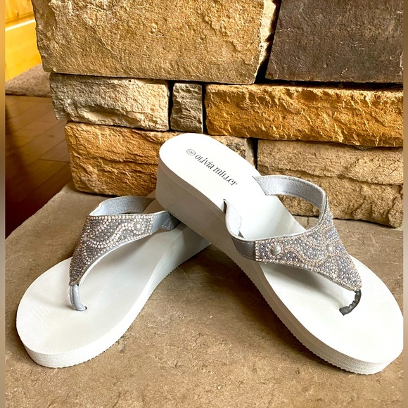 Olivia Miller Rhinestone Flip Flops - Picture 1 of 6